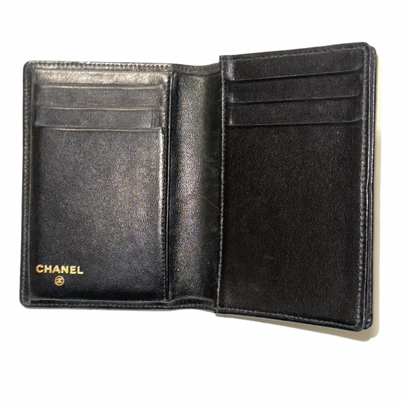CHANEL Card Wallet in Black - Vintage 90's Coco Mark Lambskin Leather - Picture 2 of 14